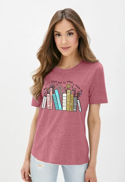 PECHAR Banned Book T Shirt Womens It's a Good Day to Read a Book Graphic Tee Tops Reader Lover Gifts Blouse Shirts