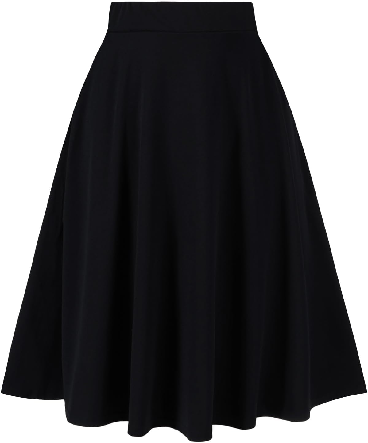 Moon Wood Women's Plus Size Midi Skirt High Elastic Waist A-Line Flared Skater Skirts with Pockets