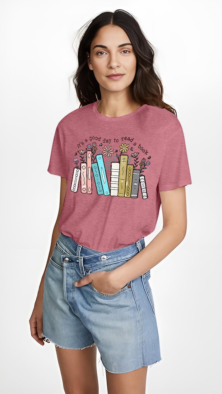 PECHAR Banned Book T Shirt Womens It's a Good Day to Read a Book Graphic Tee Tops Reader Lover Gifts Blouse Shirts