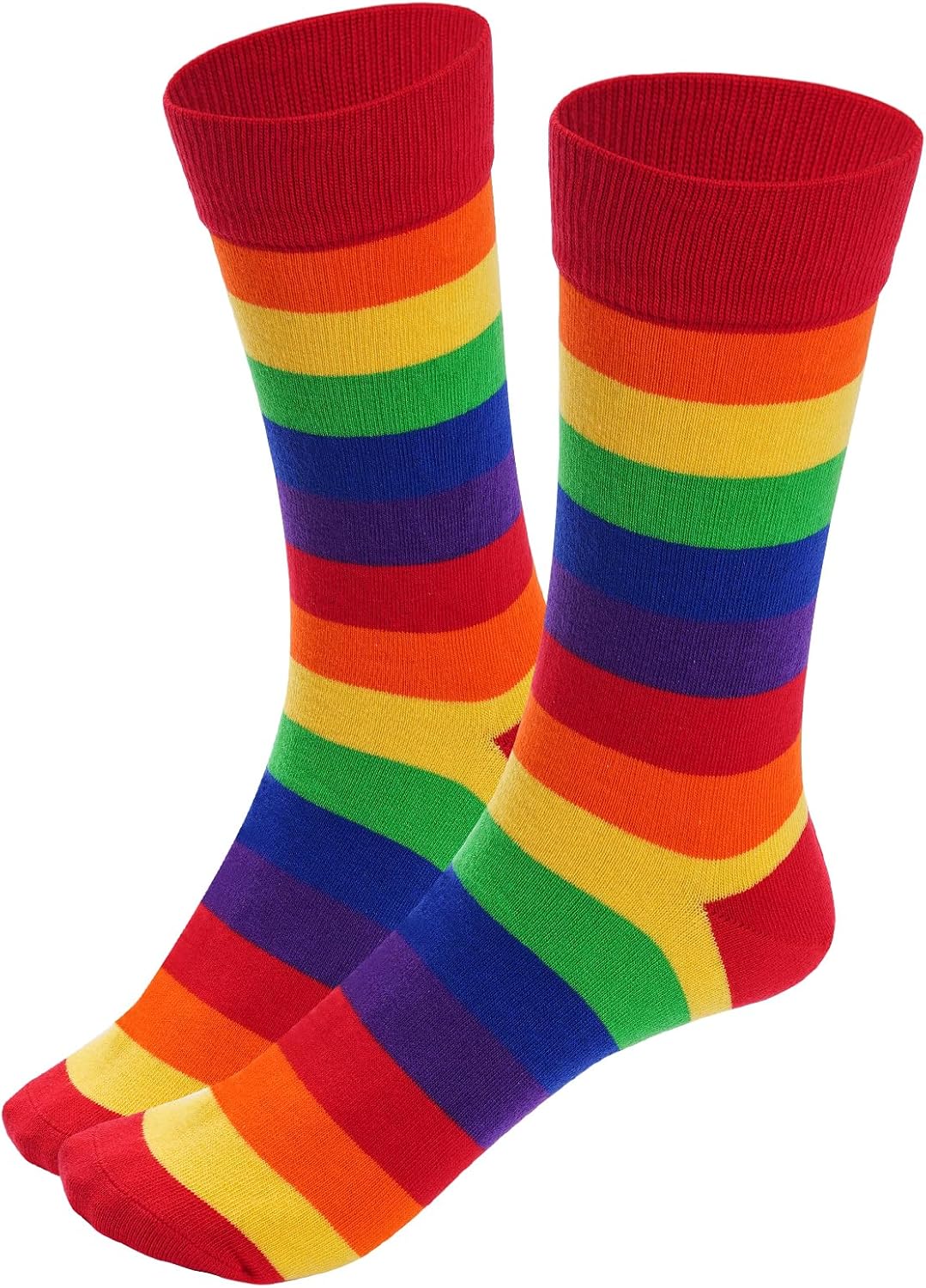 Rbenxia 3 Pairs Rainbow Gay Pride Cotton Novelty Socks LGBT Colorful Striped Socks Fun Dress Socks for Men and Women