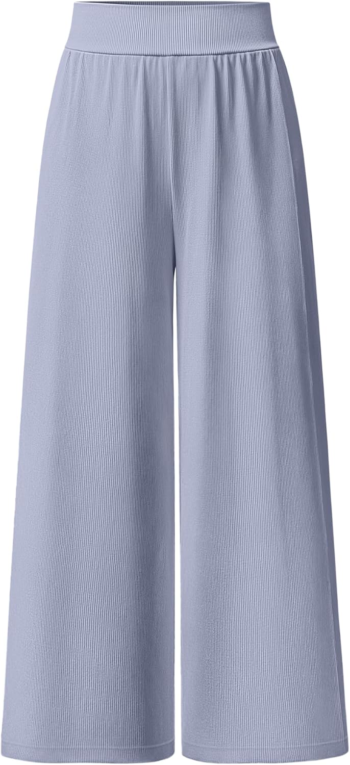 OQQ Women Pants Wide Leg High Waist Casual Lounge Pant Travel Vacation Trousers