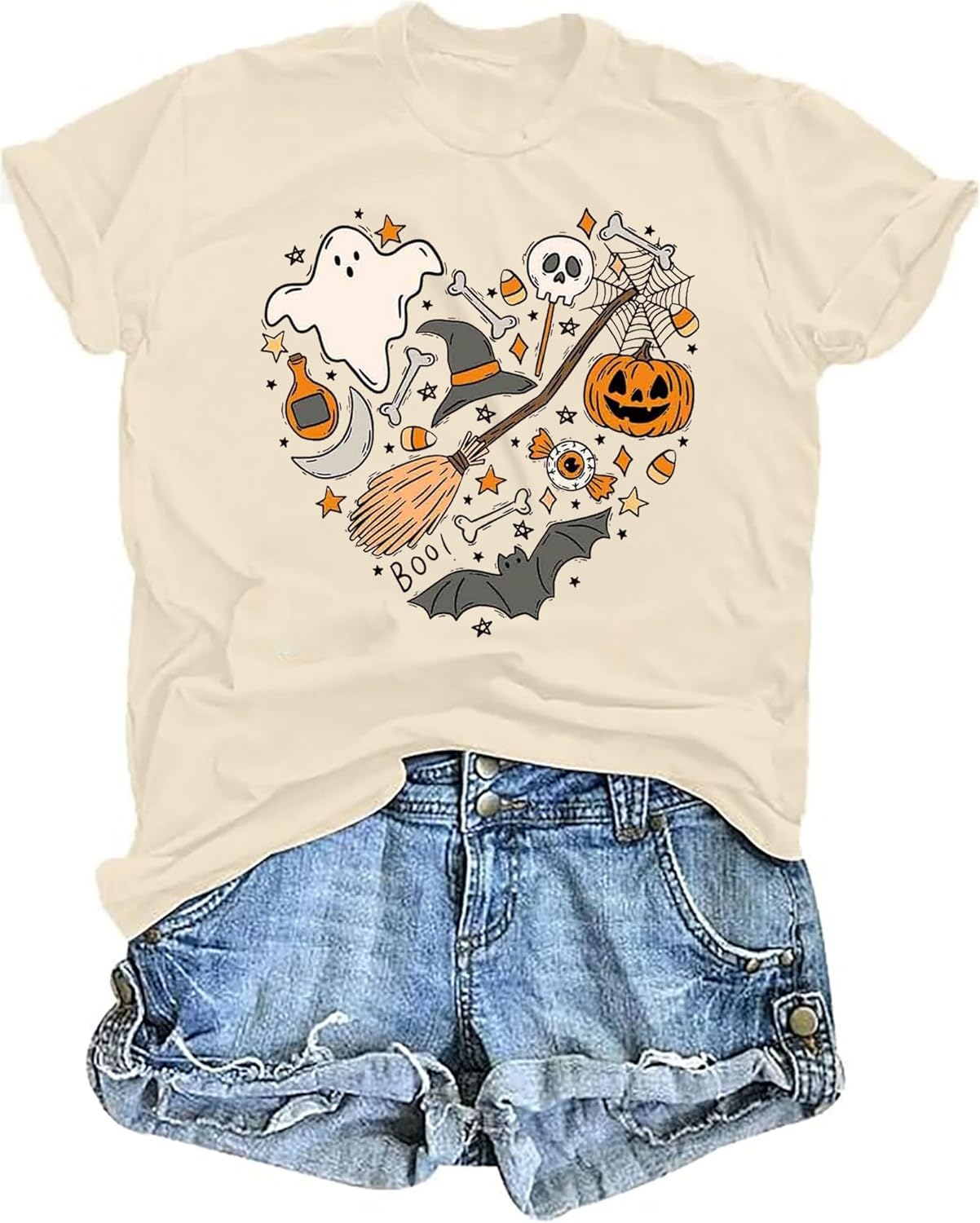 Halloween Teacher Shirts for Women Read More Books Ghost Shirt Spooky Bookish Halloween Shirts Short Sleeve Fall Tee Top