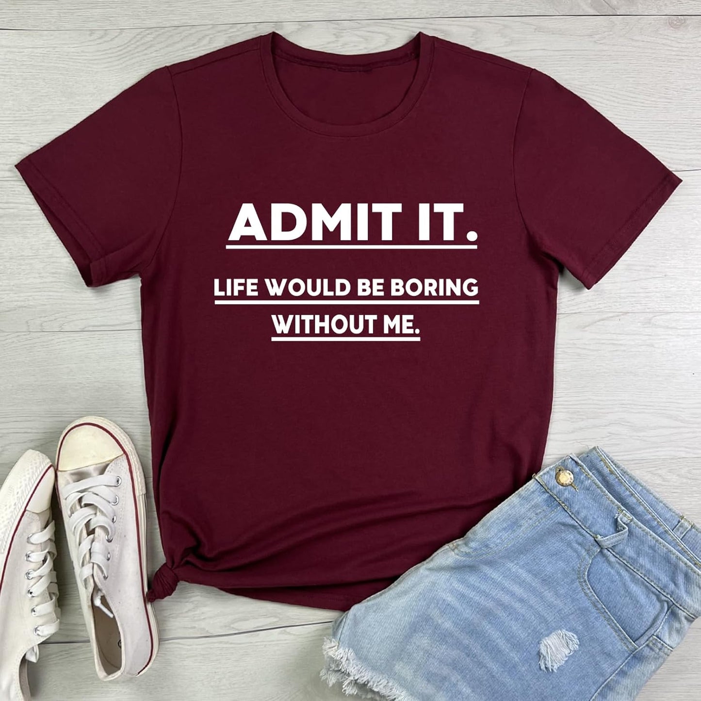 BLACKMYTH Casual Tops for Women Crewneck Admit IT Graphic T Shirts