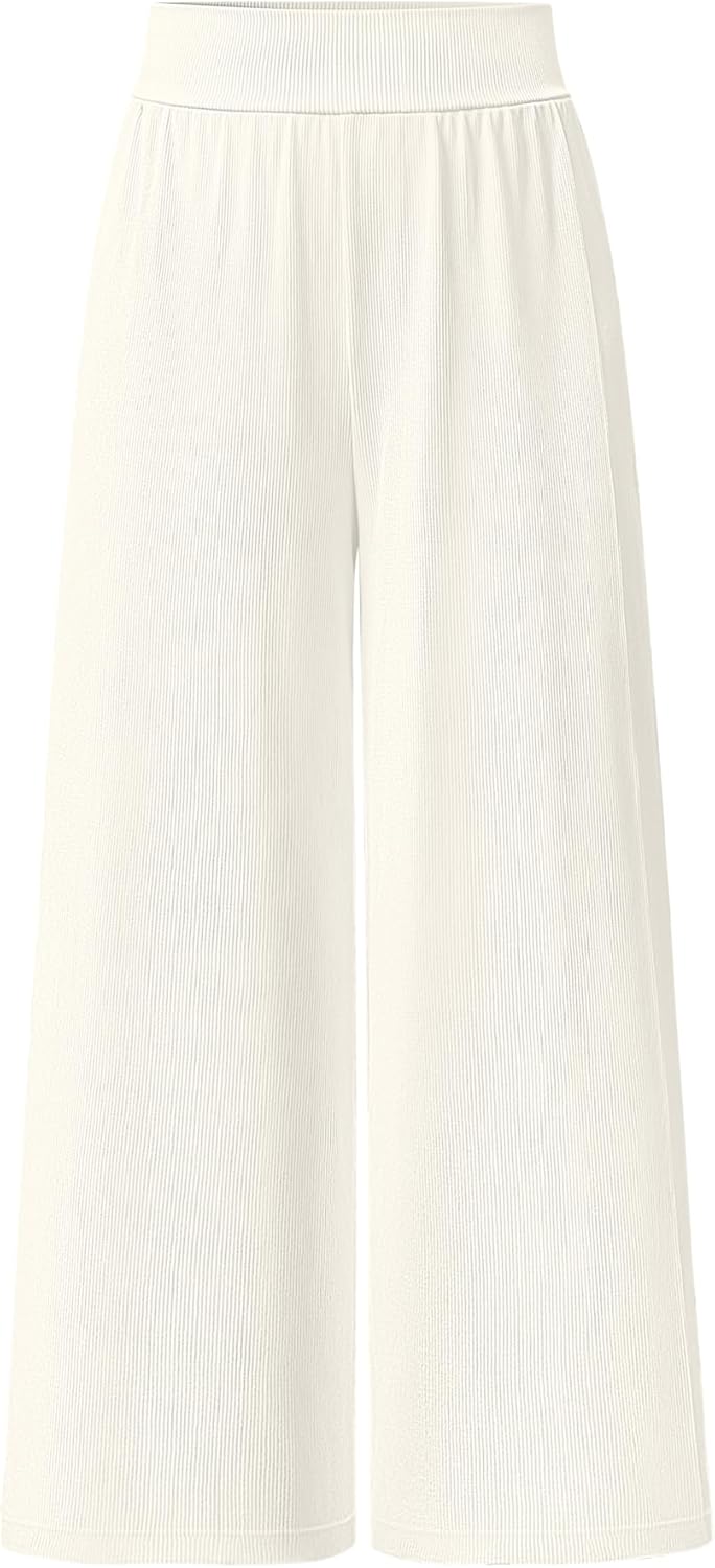 OQQ Women Pants Wide Leg High Waist Casual Lounge Pant Travel Vacation Trousers