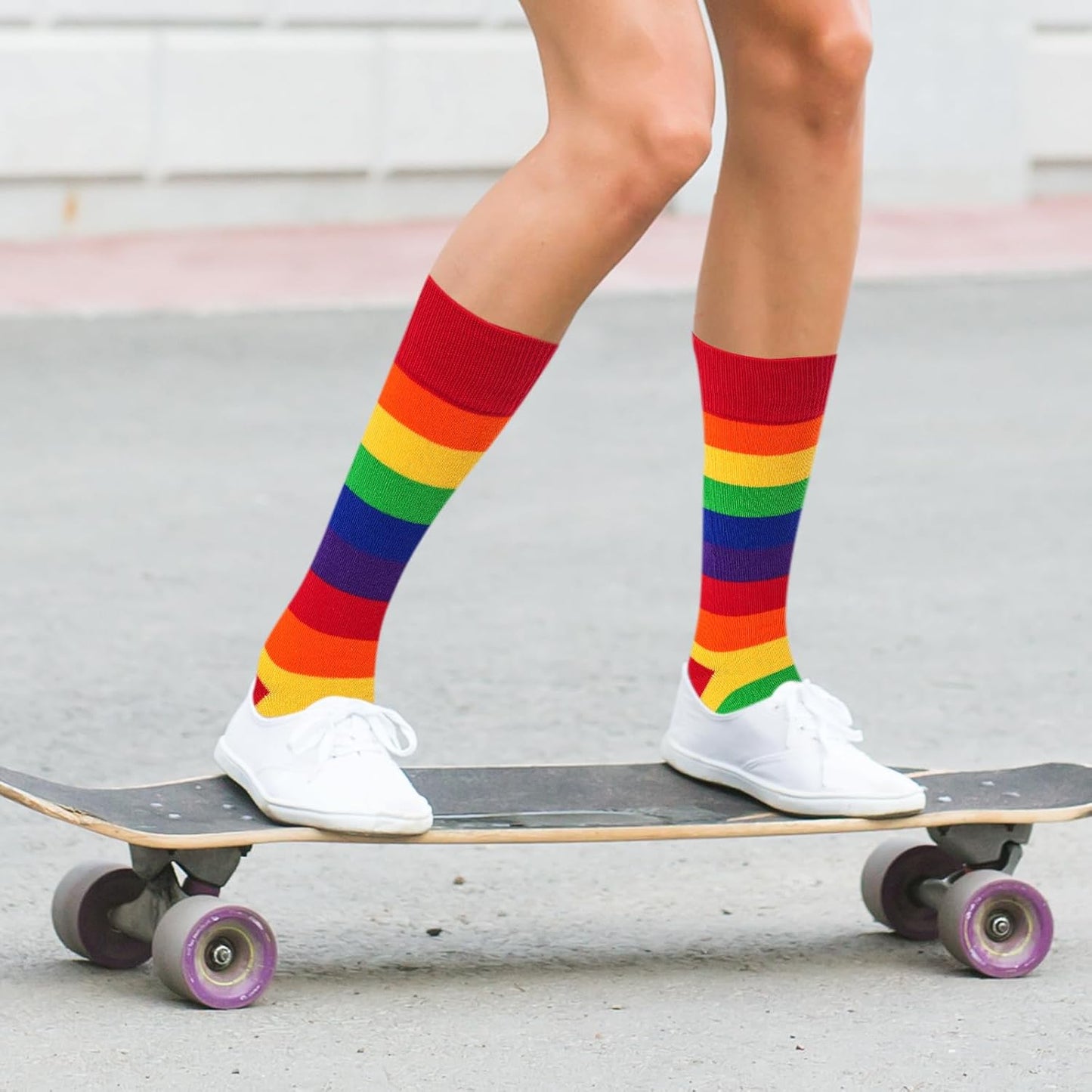 Rbenxia 3 Pairs Rainbow Gay Pride Cotton Novelty Socks LGBT Colorful Striped Socks Fun Dress Socks for Men and Women