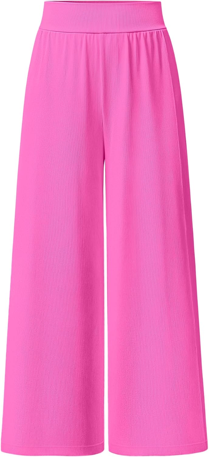 OQQ Women Pants Wide Leg High Waist Casual Lounge Pant Travel Vacation Trousers