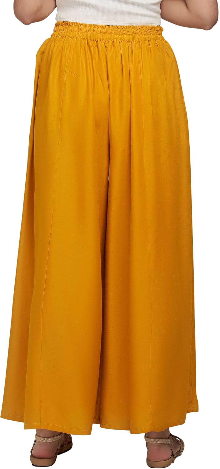 Joob Joob Wide Leg Pants for Women - High Waist Casual Women's Palazzo Pants - Flowy Elastic Waisted Trousers with Pockets