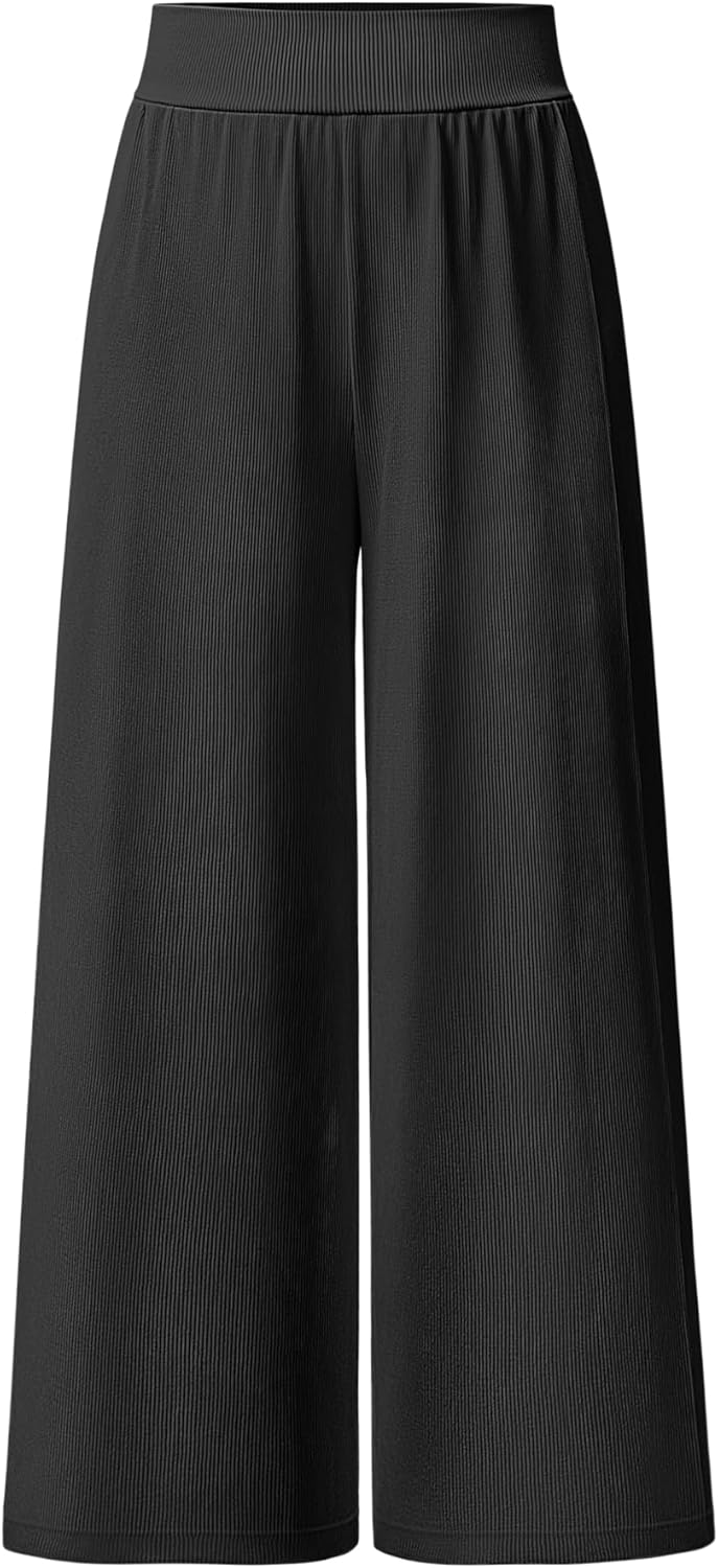 OQQ Women Pants Wide Leg High Waist Casual Lounge Pant Travel Vacation Trousers