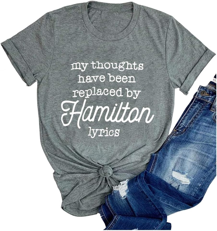 Yimoya Womens Hamilton Lyrics Shirts Casual Talk Less Smile More Rise Up Musical Graphic Tees