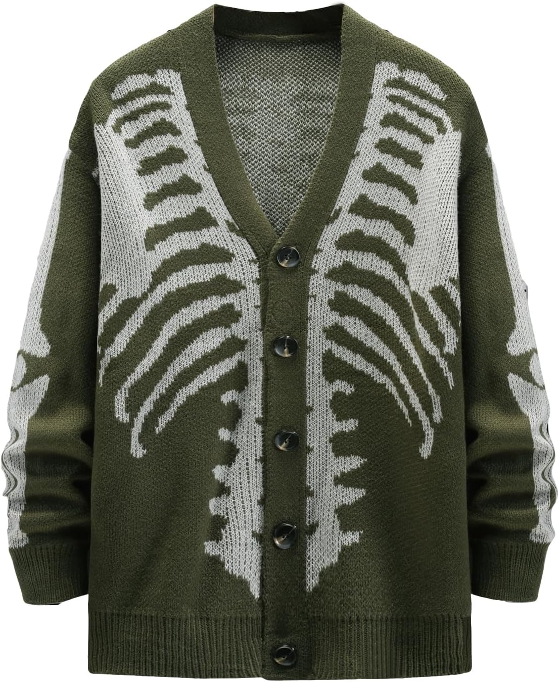 SHENHE Men's Skeleton Pattern Cardigan Sweaters Long Sleeve Unisex Outwear Knitted Coats