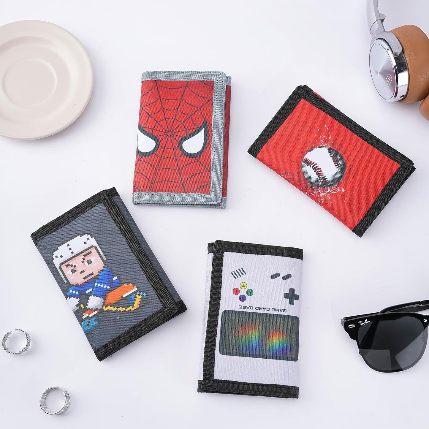 Leehoom Kids Wallet for Boys Girls, Trifold RFID Wallet with Key Chain and Zipper Pocket for Kids 4-18 Novelty Birthday Gifts, Coin Pouch Purse for Children Teens Outdoor Sports -Spider2