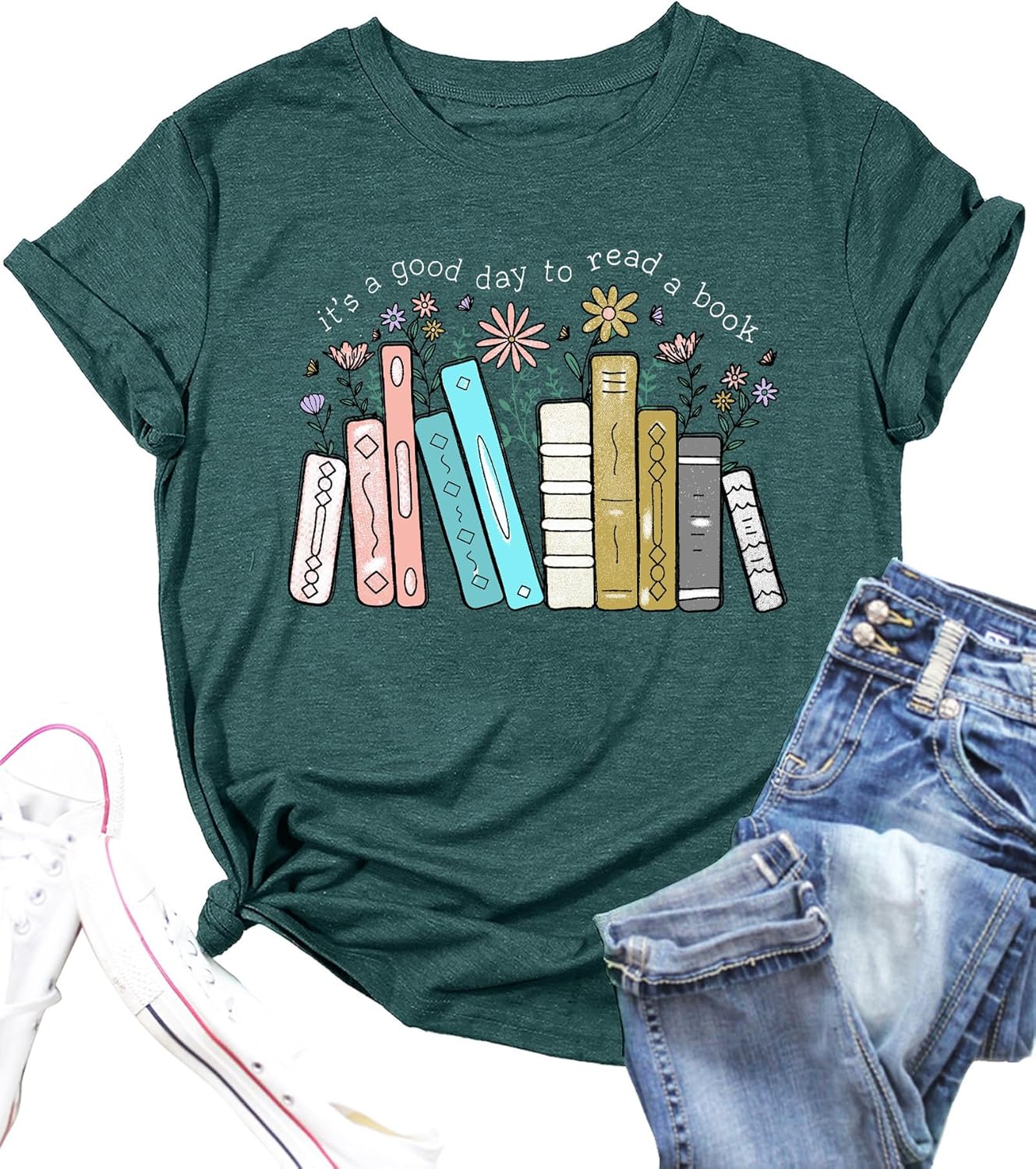 PECHAR Banned Book T Shirt Womens It's a Good Day to Read a Book Graphic Tee Tops Reader Lover Gifts Blouse Shirts