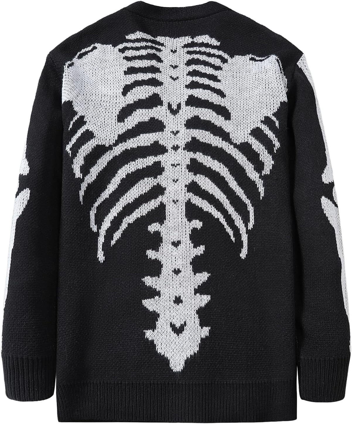 SHENHE Men's Skeleton Pattern Cardigan Sweaters Long Sleeve Unisex Outwear Knitted Coats