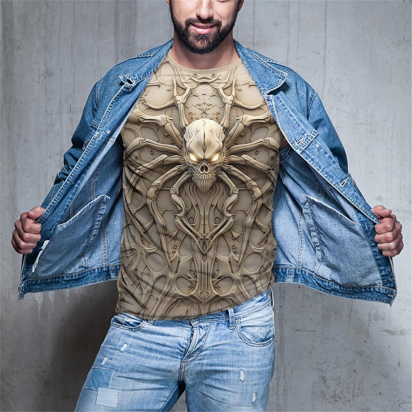 Wifru Graphic Tees Men S-3XL Skull Skeleton Print Personality Short Sleeve T-Shirt Novelty Pattern Vintage Funny Casual Shirt