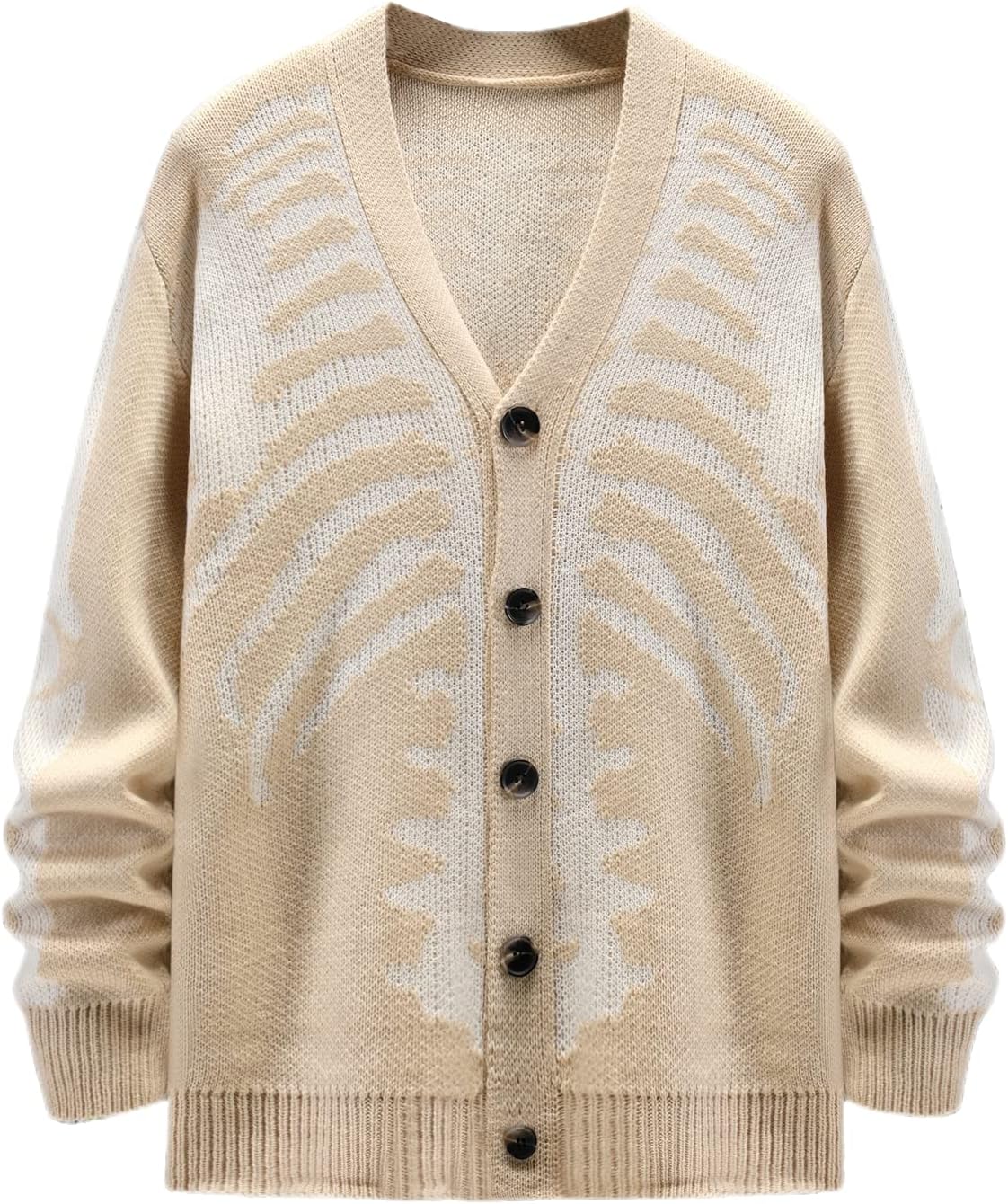 SHENHE Men's Skeleton Pattern Cardigan Sweaters Long Sleeve Unisex Outwear Knitted Coats