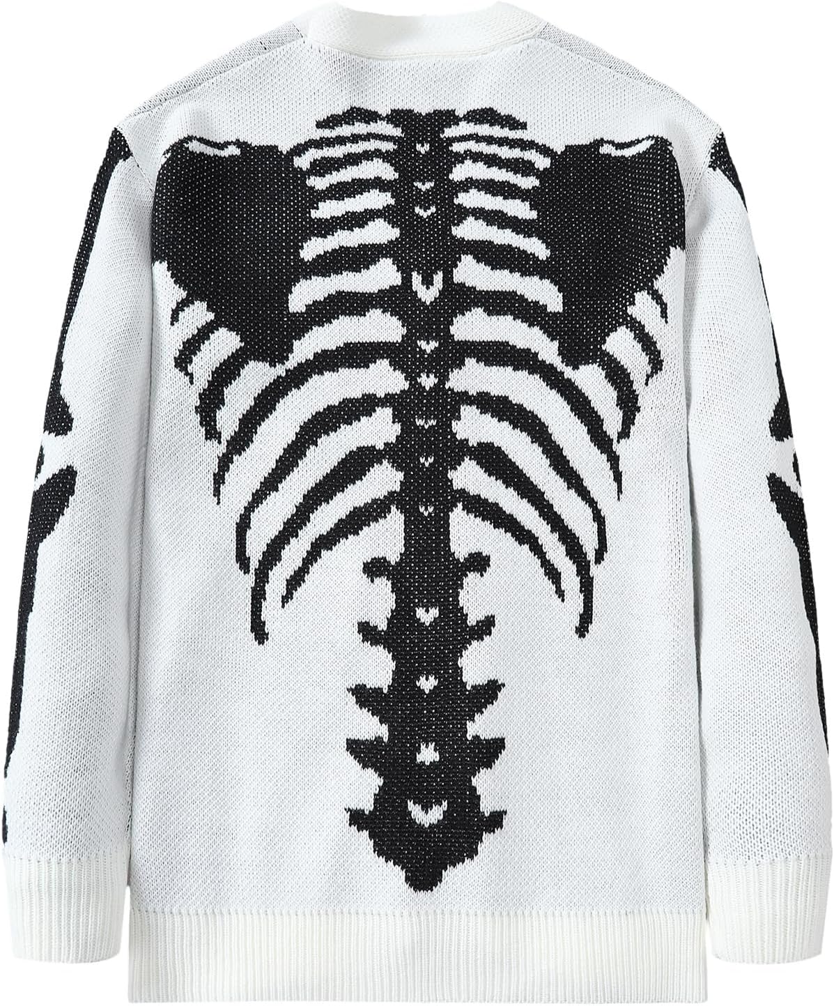 SHENHE Men's Skeleton Pattern Cardigan Sweaters Long Sleeve Unisex Outwear Knitted Coats