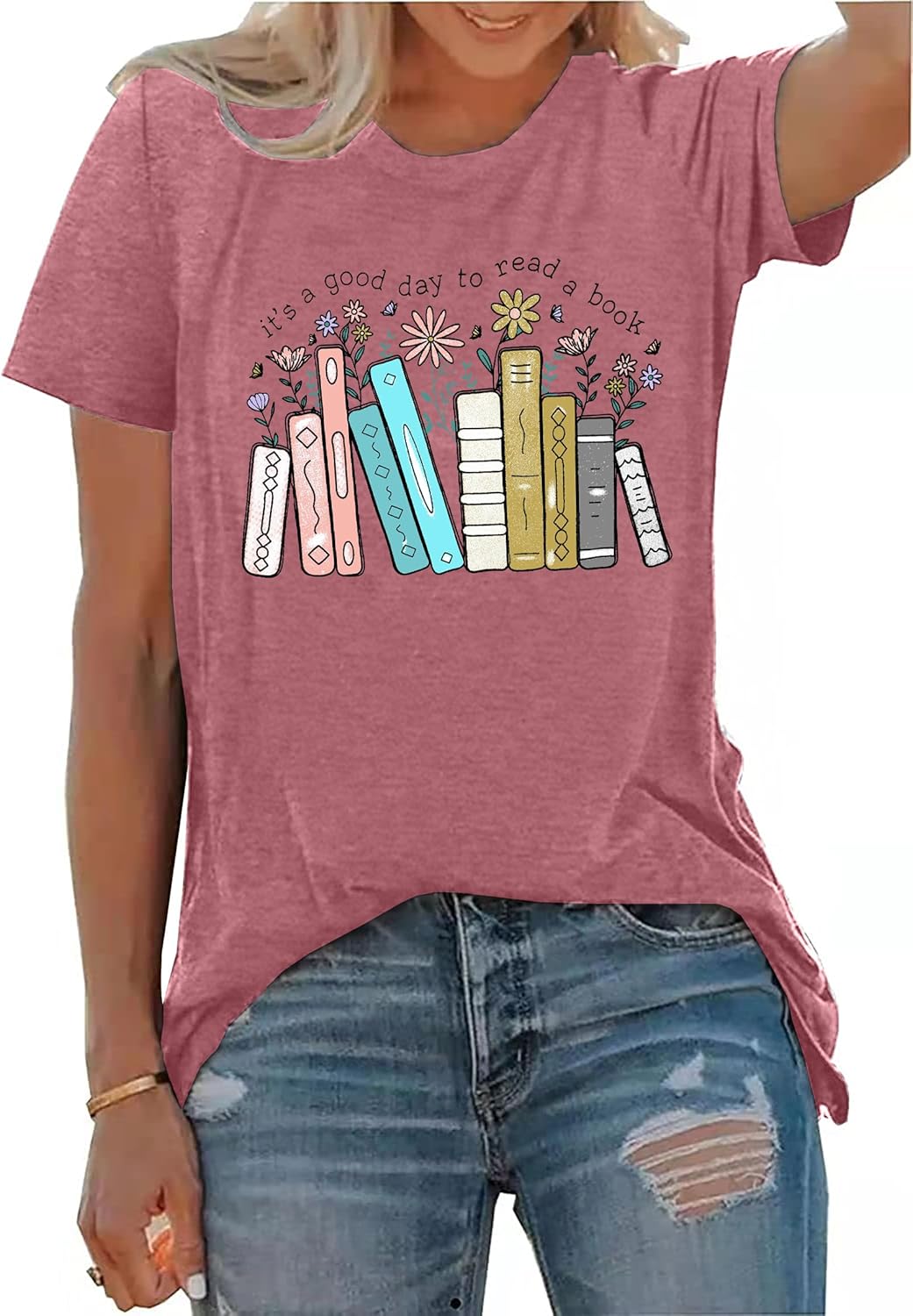 PECHAR Banned Book T Shirt Womens It's a Good Day to Read a Book Graphic Tee Tops Reader Lover Gifts Blouse Shirts