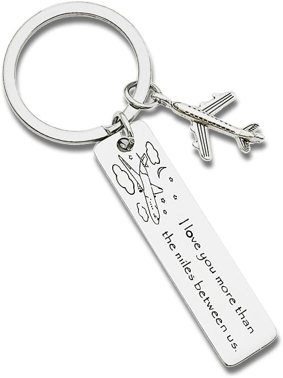 Couple Keychain Long Distance Relationship Gifts Valentines Christmas Birthday Gifts - I Love You More Than The Miles Between Us