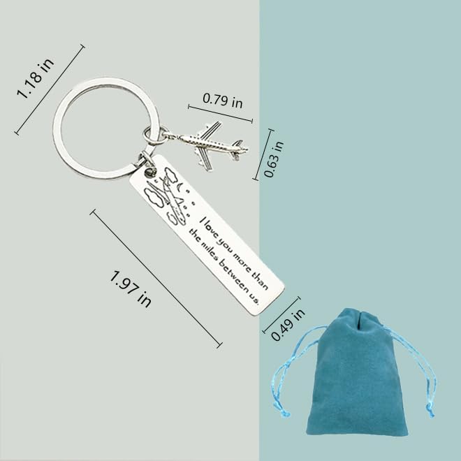 Couple Keychain Long Distance Relationship Gifts Valentines Christmas Birthday Gifts - I Love You More Than The Miles Between Us