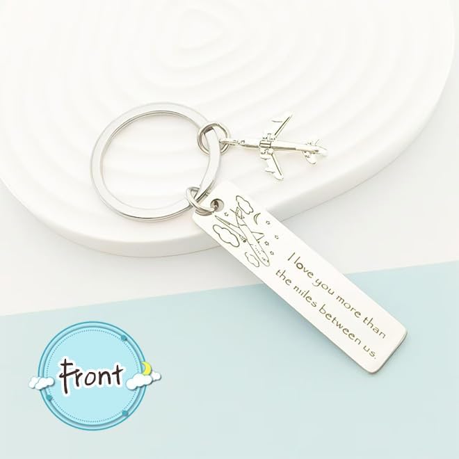 Couple Keychain Long Distance Relationship Gifts Valentines Christmas Birthday Gifts - I Love You More Than The Miles Between Us