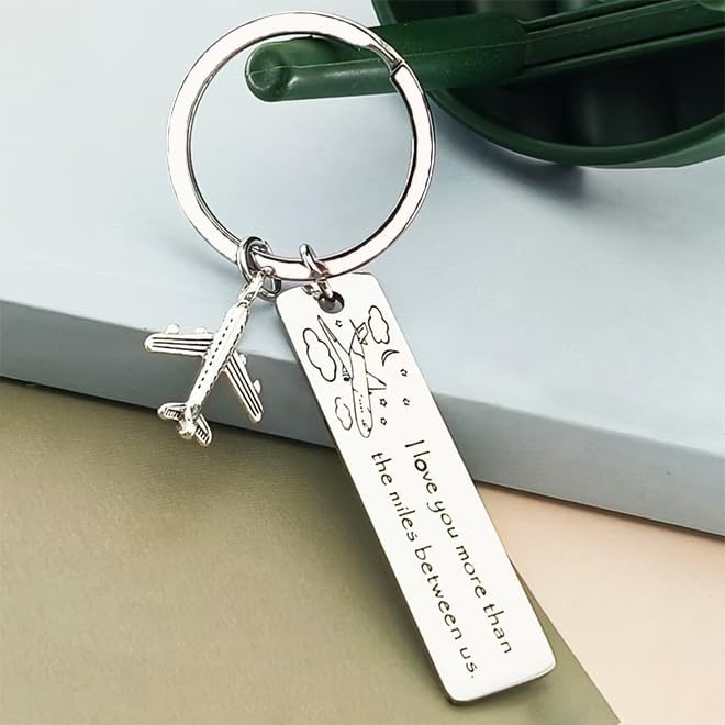 Couple Keychain Long Distance Relationship Gifts Valentines Christmas Birthday Gifts - I Love You More Than The Miles Between Us