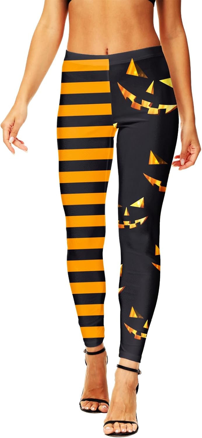 AOBUTE Women's Halloween Leggings Stretchy Printed Legging Tights