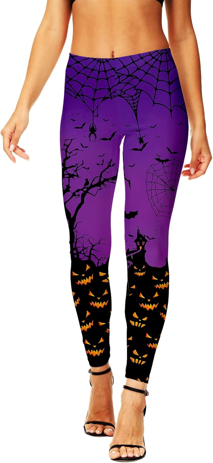 AOBUTE Women's Halloween Leggings Stretchy Printed Legging Tights