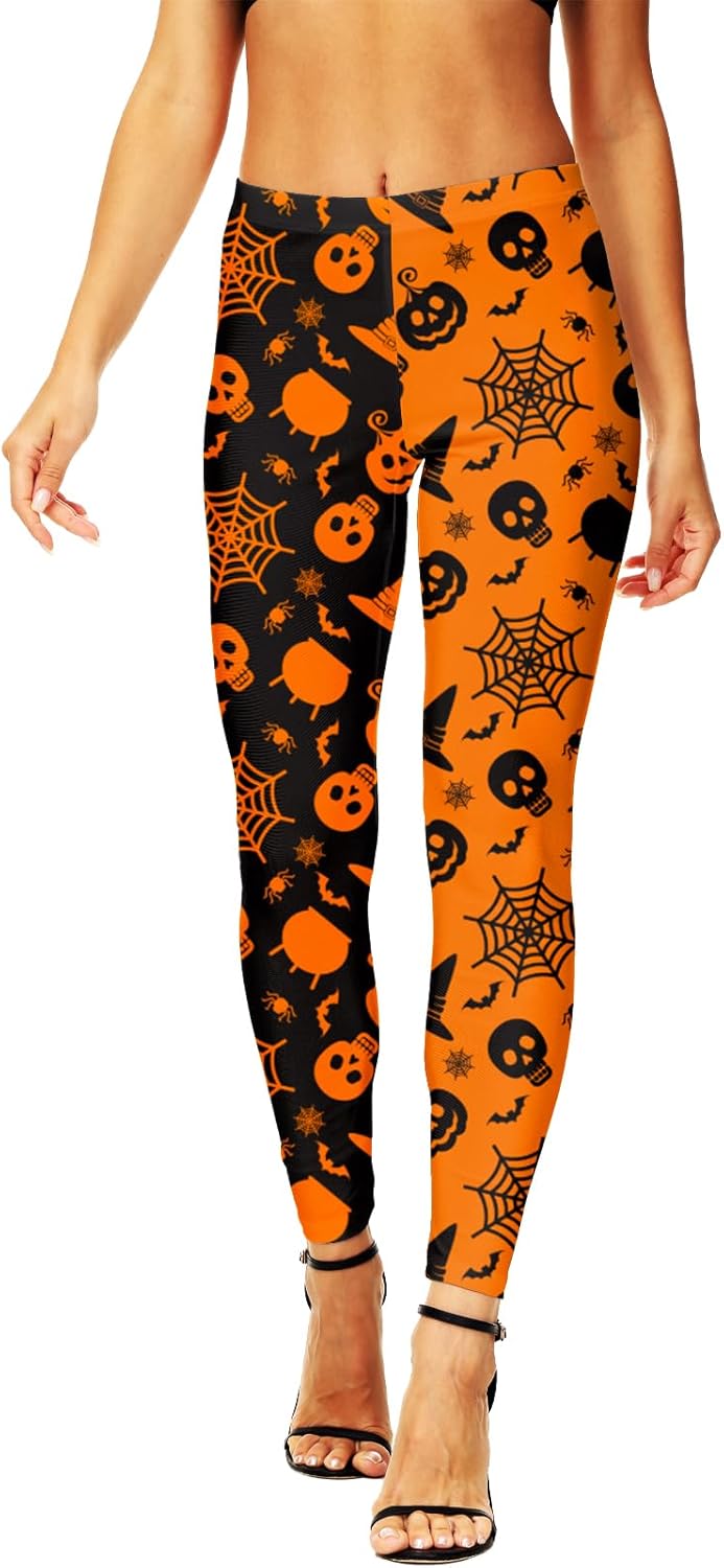 AOBUTE Women's Halloween Leggings Stretchy Printed Legging Tights