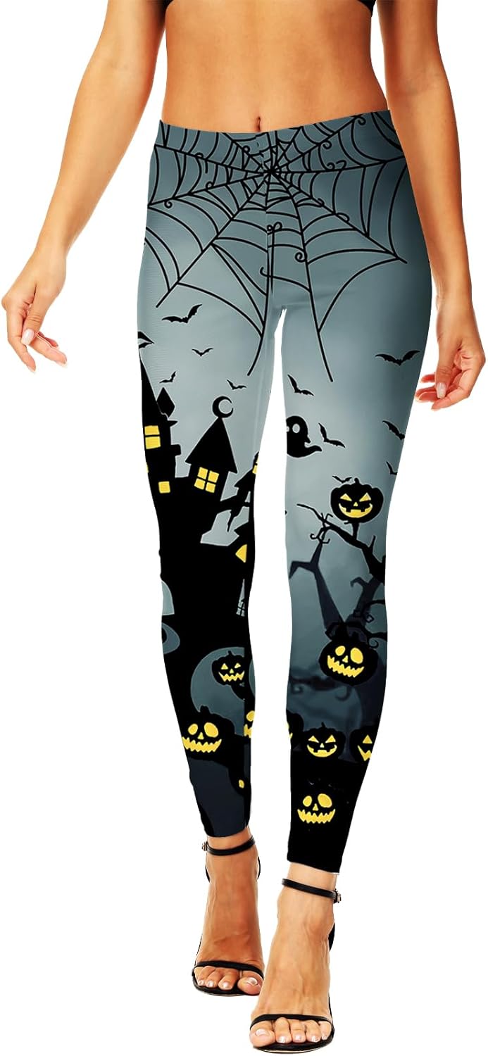 AOBUTE Women's Halloween Leggings Stretchy Printed Legging Tights