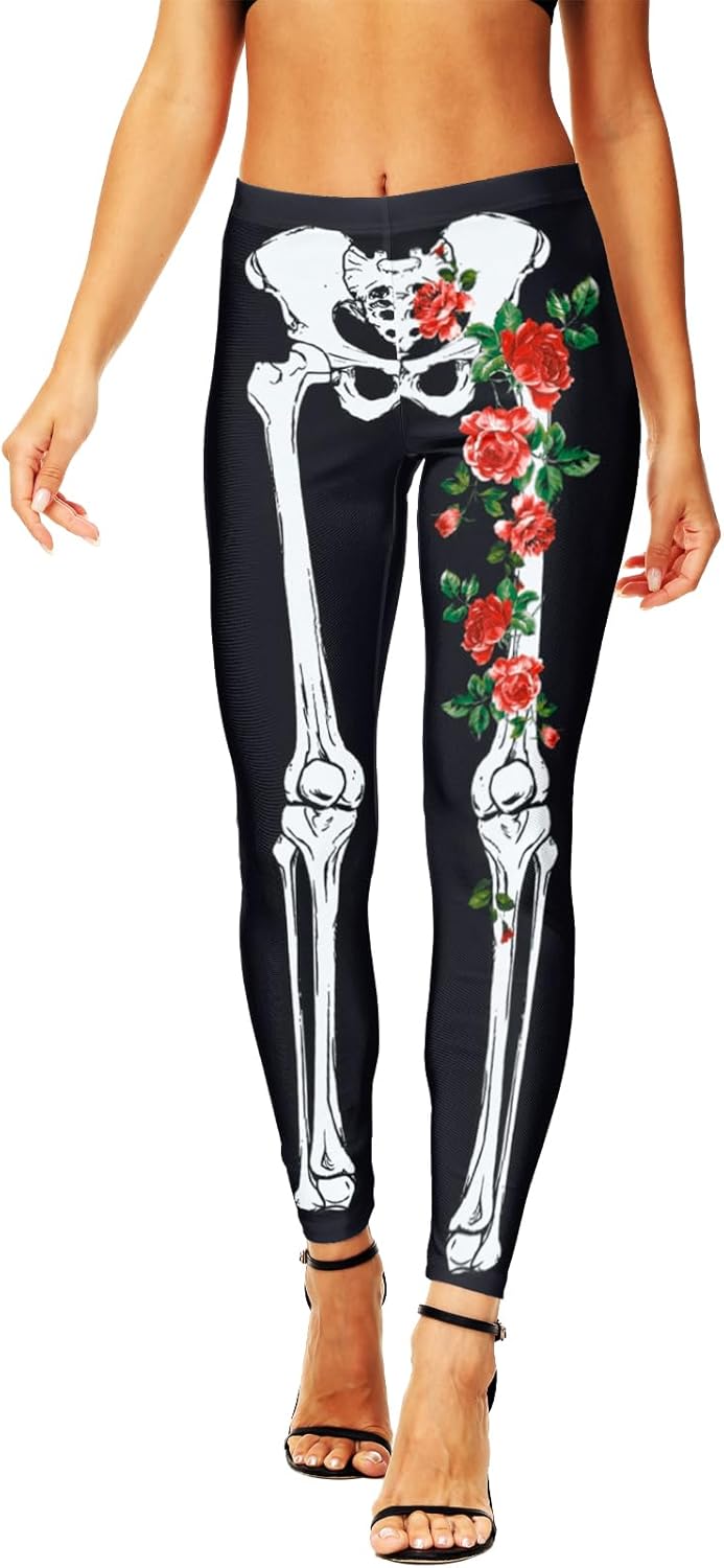 AOBUTE Women's Halloween Leggings Stretchy Printed Legging Tights