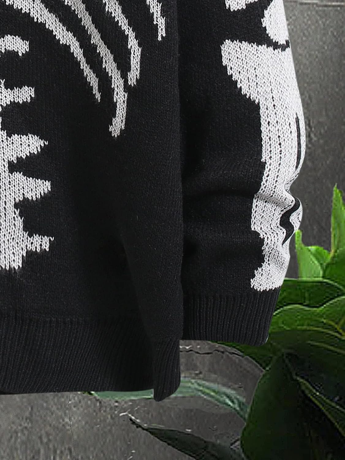 SHENHE Men's Skeleton Pattern Cardigan Sweaters Long Sleeve Unisex Outwear Knitted Coats