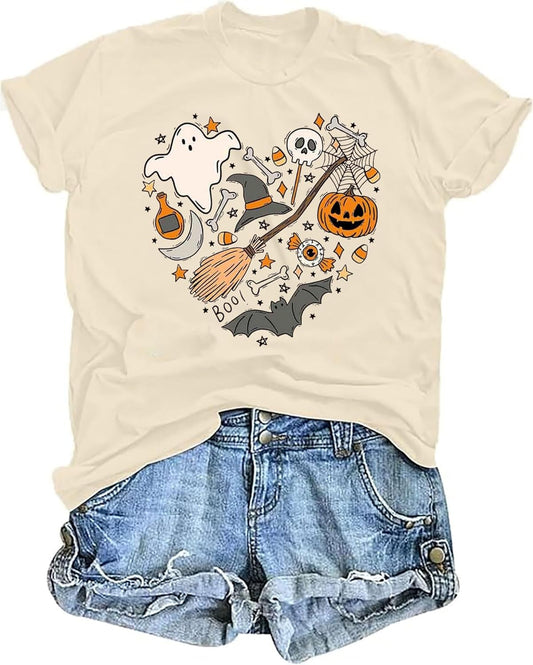 Halloween Teacher Shirts for Women Read More Books Ghost Shirt Spooky Bookish Halloween Shirts Short Sleeve Fall Tee Top