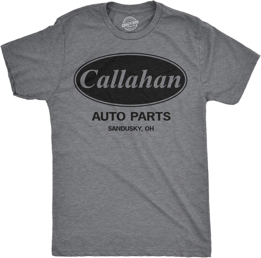 Crazy Dog Mens Callahan Auto Parts T Shirt Funny Graphic Novelty Tee