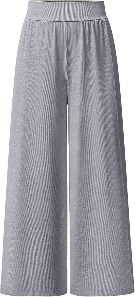 OQQ Women Pants Wide Leg High Waist Casual Lounge Pant Travel Vacation Trousers