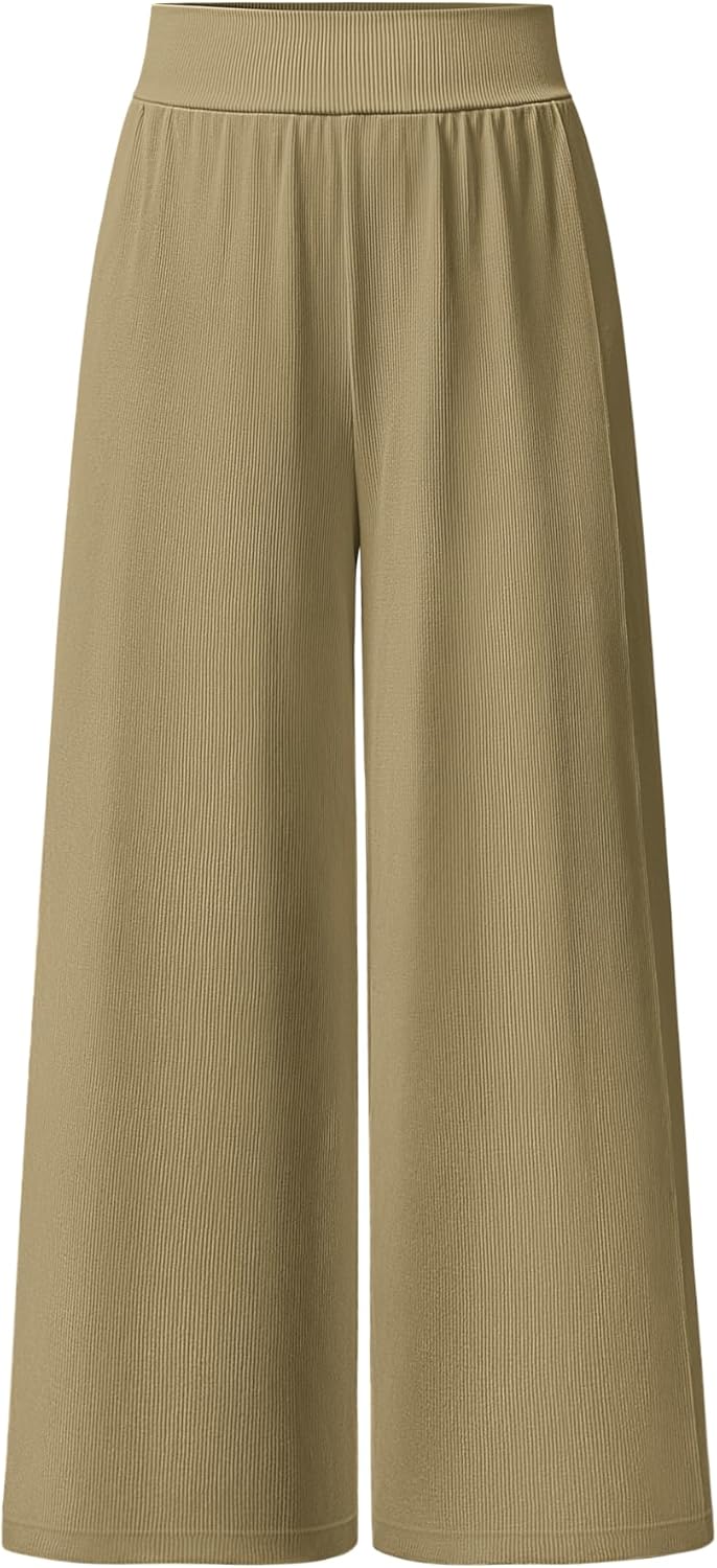 OQQ Women Pants Wide Leg High Waist Casual Lounge Pant Travel Vacation Trousers