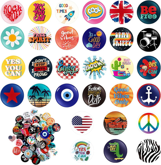 Kigeli 30 Pack 80's Buttons Pins 1 Inches/ 25 mm Retro Punk Button Pin Slogans Sayings Pinback Buttons for Backpacks Bags Hats Jeans