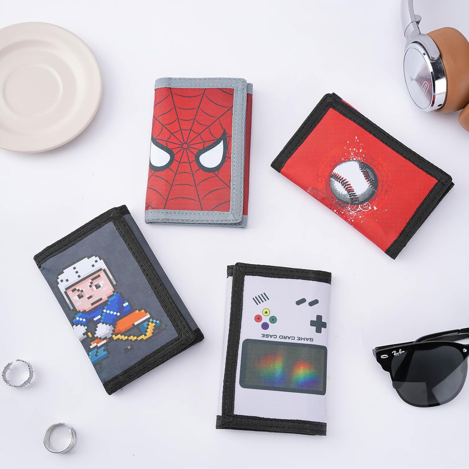 Leehoom Kids Wallet for Boys Girls, Trifold RFID Wallet with Key Chain and Zipper Pocket for Kids 4-18 Novelty Birthday Gifts, Coin Pouch Purse for Children Teens Outdoor Sports -Spider2