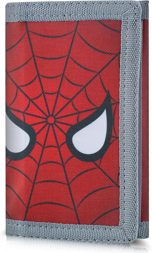 Leehoom Kids Wallet for Boys Girls, Trifold RFID Wallet with Key Chain and Zipper Pocket for Kids 4-18 Novelty Birthday Gifts, Coin Pouch Purse for Children Teens Outdoor Sports -Spider2