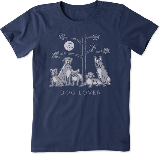 Life is Good Women's Dog Lover Tree Cotton Crewneck Tee Short Sleeve Graphic
